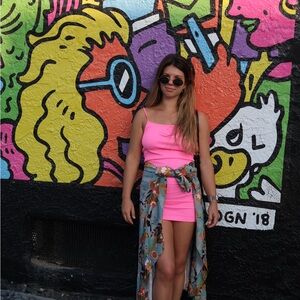 Hot pink body con dress from Aritzia